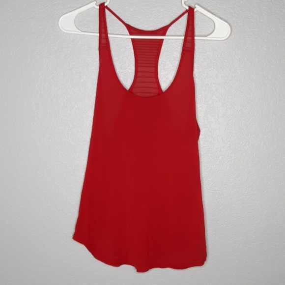 ALO Yoga Tops - Alo Yoga Red Mesh Racerback Cotton Body Tanktop